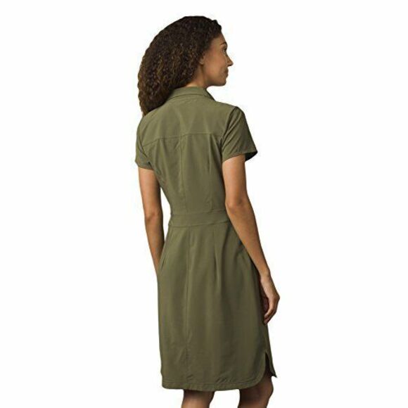 New Womens S NWT PrAna Shirt Dress Dark Green Cargo Pockets Shadyn Snap Recycled - Picture 3 of 8